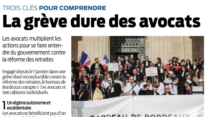 Article Sud Ouest : Trois clés pour comprendre la grève dure des avocats